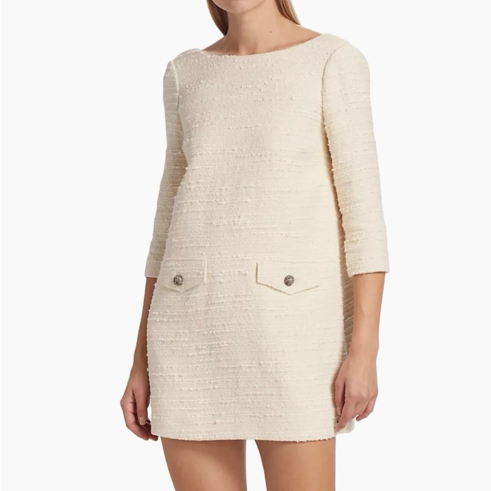 BA&SH Auxane Tweed Long Sleeve mini dress color off white size 3/L brand new